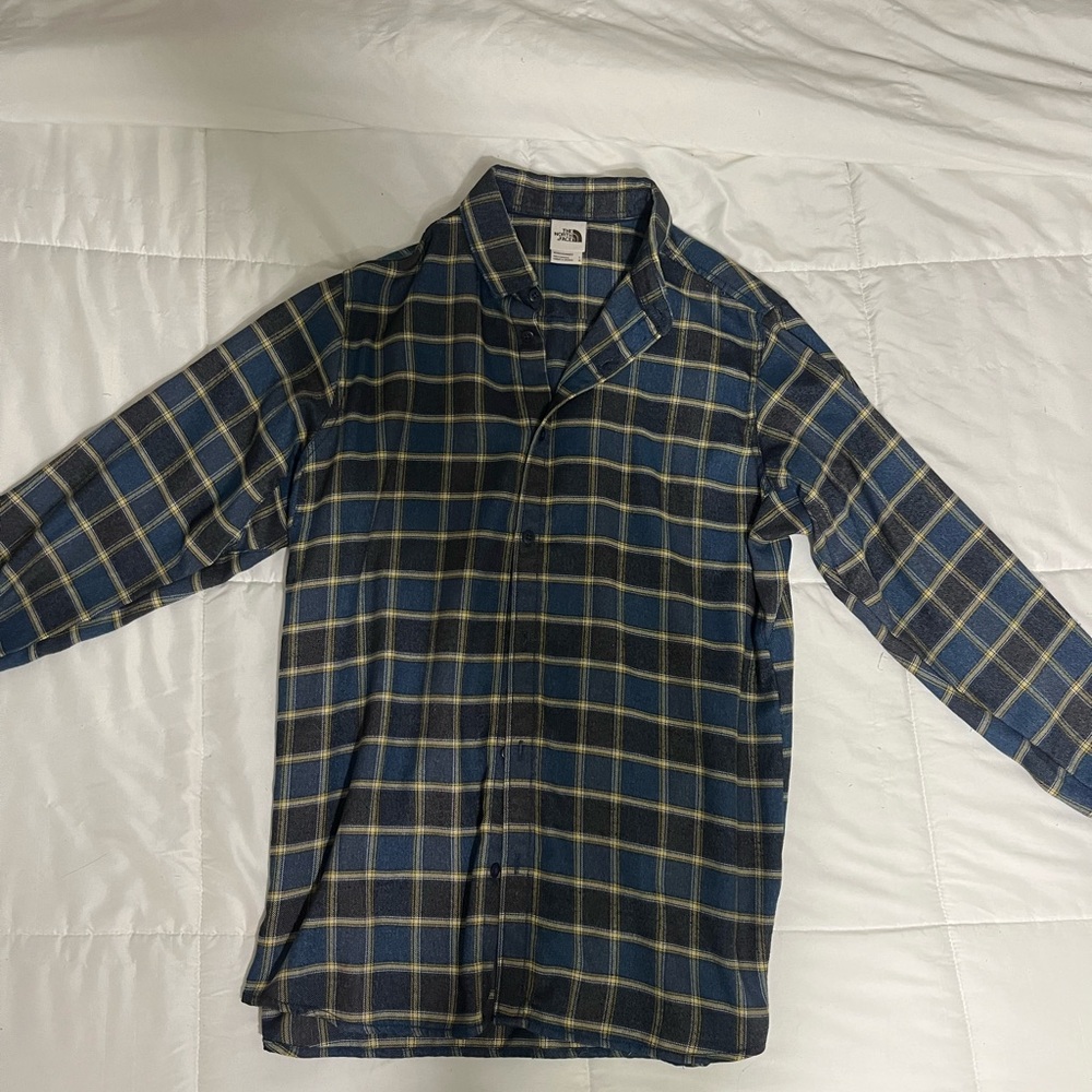 North Face Men's Navy Checkered Button Down Shirt